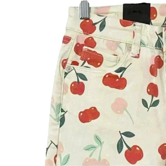 BLANKNYC The Bond Mid-Rise Skinny Jeans  25 Off White  Artsy Cherry Print NWT - Picture 5 of 13